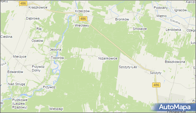 mapa Niżankowice, Niżankowice na mapie Targeo