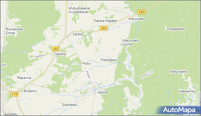 mapa Paliszewo, Paliszewo na mapie Targeo