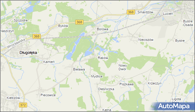 mapa Raków gmina Długołęka, Raków gmina Długołęka na mapie Targeo