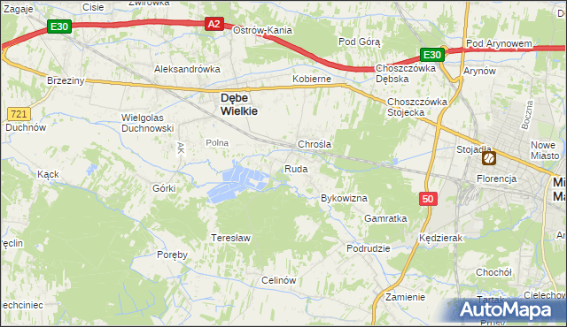 mapa Ruda gmina Dębe Wielkie, Ruda gmina Dębe Wielkie na mapie Targeo