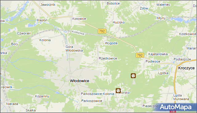 mapa Rzędkowice, Rzędkowice na mapie Targeo