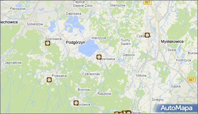 mapa Sosnówka gmina Podgórzyn, Sosnówka gmina Podgórzyn na mapie Targeo