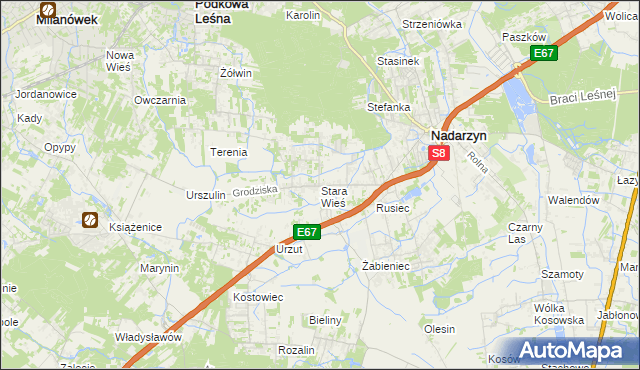 mapa Stara Wieś gmina Nadarzyn, Stara Wieś gmina Nadarzyn na mapie Targeo