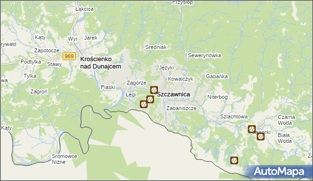 mapa Szczawnica, Szczawnica na mapie Targeo