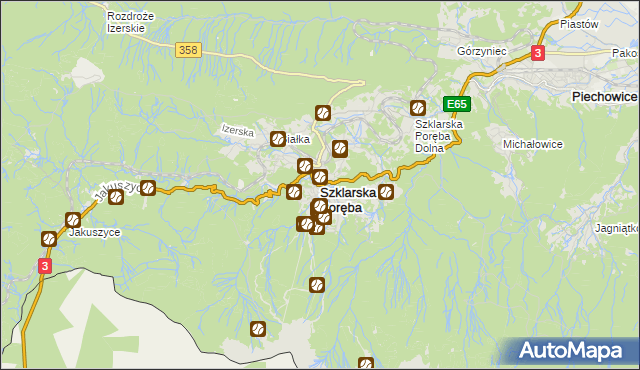 mapa Szklarska Poręba, Szklarska Poręba na mapie Targeo