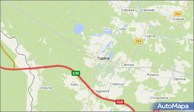 mapa Tuplice, Tuplice na mapie Targeo