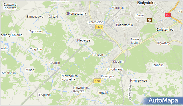 mapa Turczyn gmina Choroszcz, Turczyn gmina Choroszcz na mapie Targeo