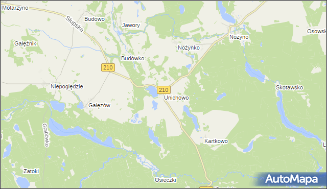 mapa Unichowo, Unichowo na mapie Targeo