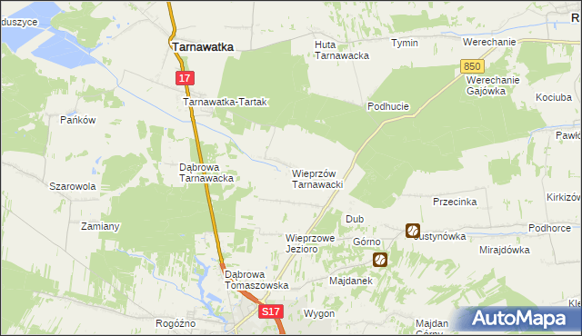 mapa Wieprzów Tarnawacki, Wieprzów Tarnawacki na mapie Targeo