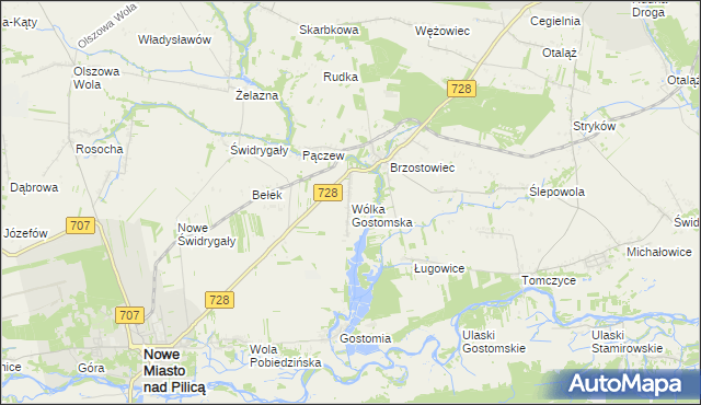 mapa Wólka Gostomska, Wólka Gostomska na mapie Targeo