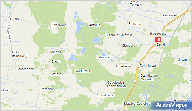 mapa Zabornia gmina Cieszków, Zabornia gmina Cieszków na mapie Targeo