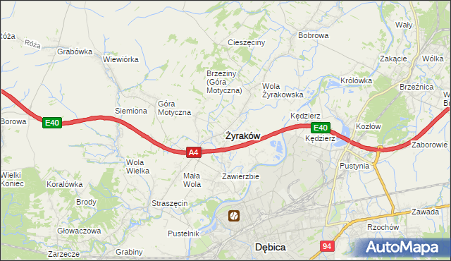 mapa Żyraków, Żyraków na mapie Targeo