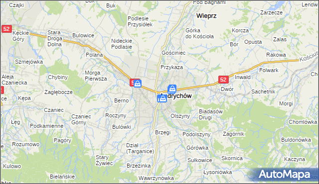 mapa Andrychów, Andrychów na mapie Targeo