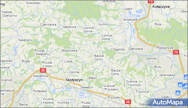 mapa Bączal Górny, Bączal Górny na mapie Targeo