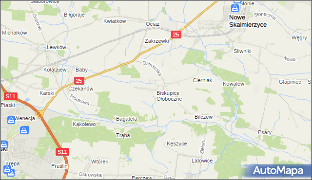 mapa Biskupice Ołoboczne, Biskupice Ołoboczne na mapie Targeo