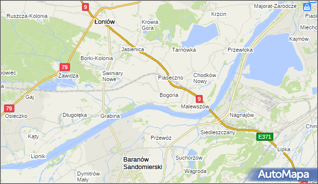 mapa Bogoria gmina Łoniów, Bogoria gmina Łoniów na mapie Targeo