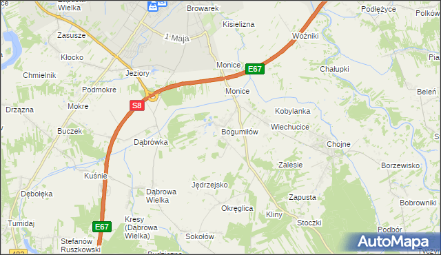 mapa Bogumiłów gmina Sieradz, Bogumiłów gmina Sieradz na mapie Targeo