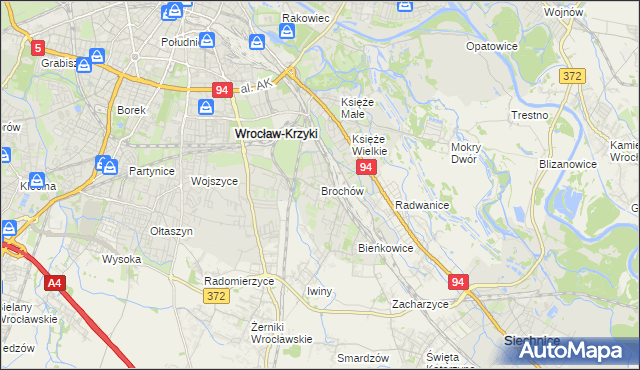 mapa Brochów gmina Wrocław, Brochów gmina Wrocław na mapie Targeo
