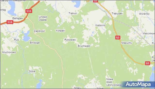 mapa Bruchwałd, Bruchwałd na mapie Targeo