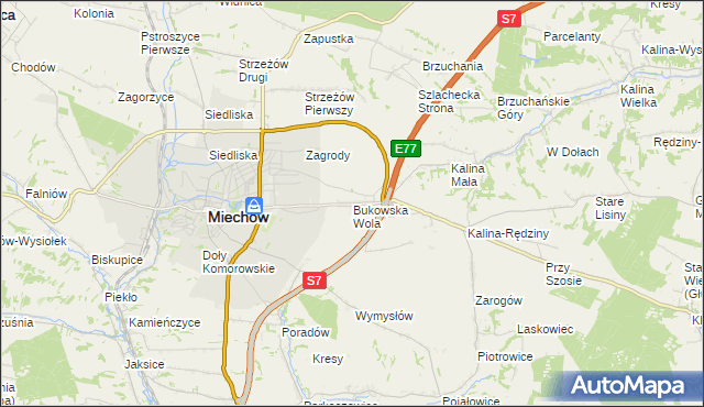 mapa Bukowska Wola, Bukowska Wola na mapie Targeo