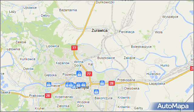 mapa Buszkowice gmina Żurawica, Buszkowice gmina Żurawica na mapie Targeo