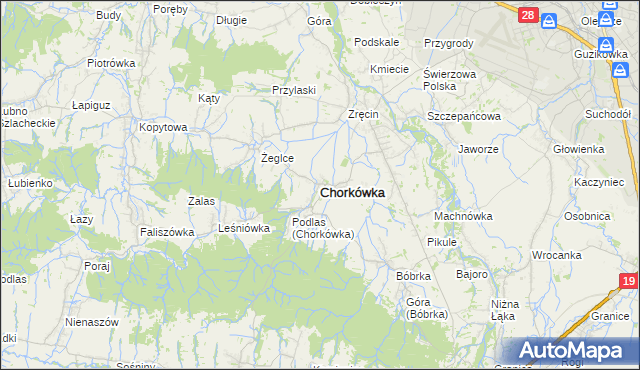 mapa Chorkówka, Chorkówka na mapie Targeo