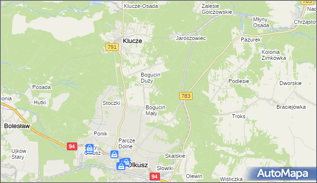 mapa Czarny Las gmina Olkusz, Czarny Las gmina Olkusz na mapie Targeo