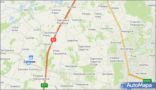 mapa Dąbrówka Nagórna, Dąbrówka Nagórna na mapie Targeo