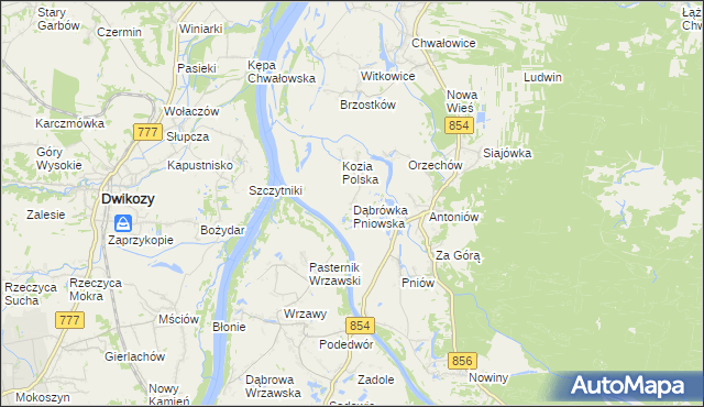 mapa Dąbrówka Pniowska, Dąbrówka Pniowska na mapie Targeo