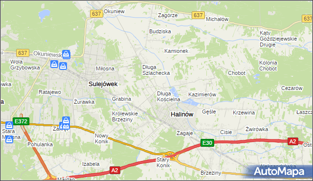 mapa Długa Kościelna, Długa Kościelna na mapie Targeo