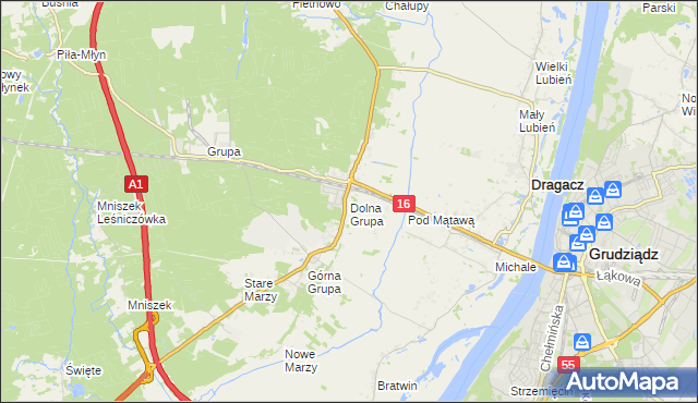 mapa Dolna Grupa, Dolna Grupa na mapie Targeo