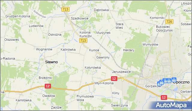 mapa Gawrony gmina Sławno, Gawrony gmina Sławno na mapie Targeo