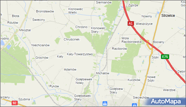 mapa Głogowiec gmina Kutno, Głogowiec gmina Kutno na mapie Targeo