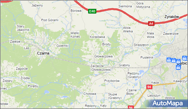 mapa Głowaczowa, Głowaczowa na mapie Targeo