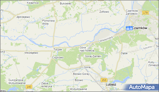 mapa Góra nad Notecią, Góra nad Notecią na mapie Targeo