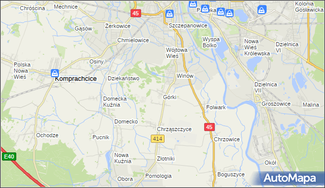 mapa Górki gmina Prószków, Górki gmina Prószków na mapie Targeo