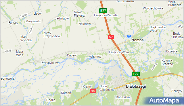 mapa Góry gmina Promna, Góry gmina Promna na mapie Targeo