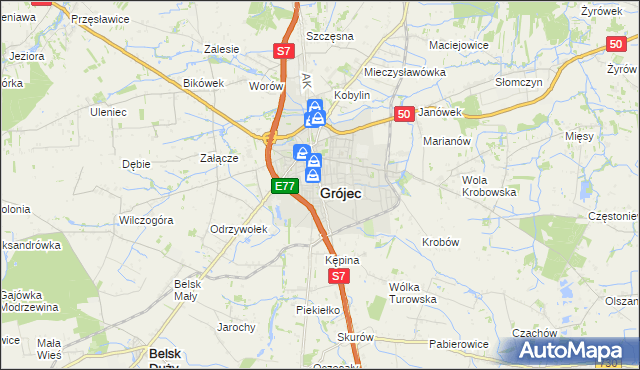 mapa Grójec, Grójec na mapie Targeo