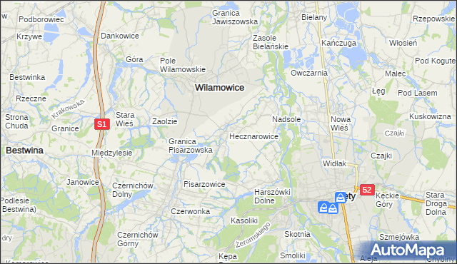 mapa Hecznarowice, Hecznarowice na mapie Targeo