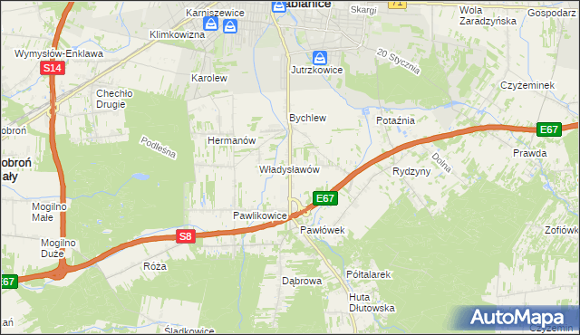 mapa Jadwinin gmina Pabianice, Jadwinin gmina Pabianice na mapie Targeo