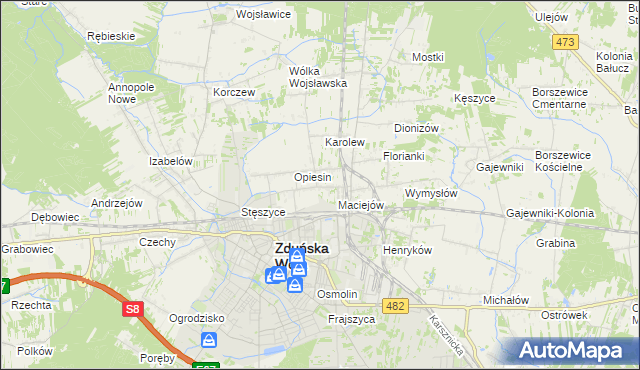 mapa Janiszewice, Janiszewice na mapie Targeo