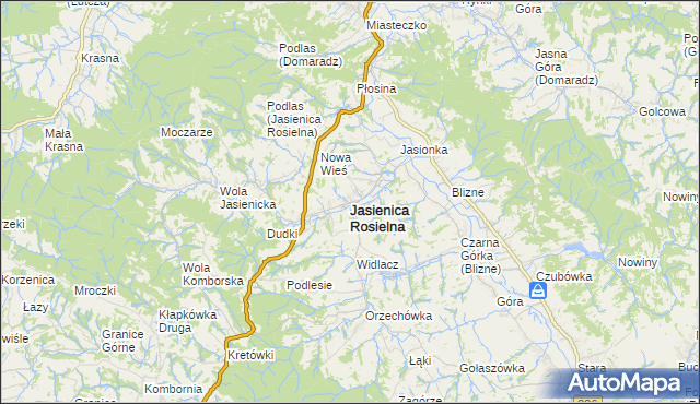 mapa Jasienica Rosielna, Jasienica Rosielna na mapie Targeo
