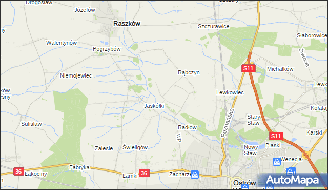 mapa Jelitów gmina Raszków, Jelitów gmina Raszków na mapie Targeo