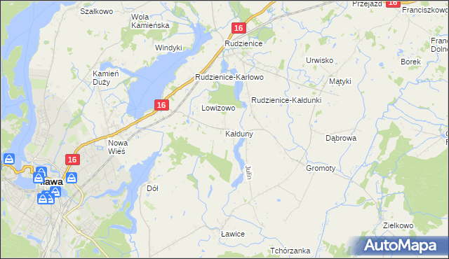mapa Kałduny gmina Iława, Kałduny gmina Iława na mapie Targeo