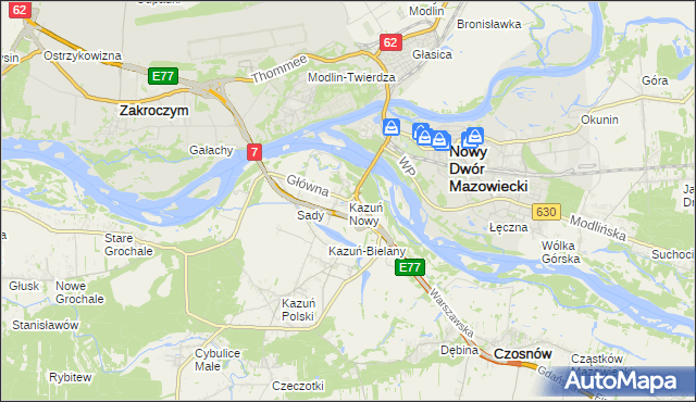 mapa Kazuń Nowy, Kazuń Nowy na mapie Targeo