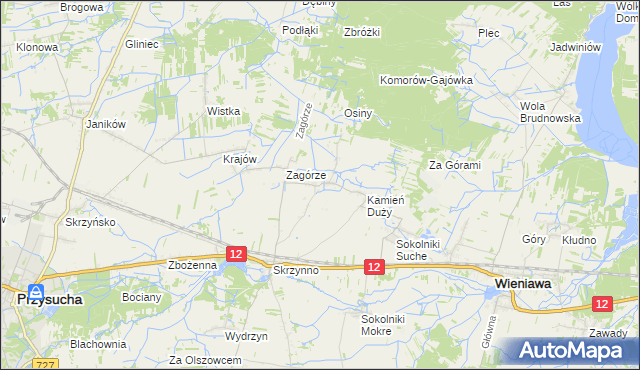 mapa Komorów gmina Wieniawa, Komorów gmina Wieniawa na mapie Targeo