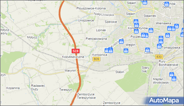 mapa Konopnica powiat lubelski, Konopnica powiat lubelski na mapie Targeo