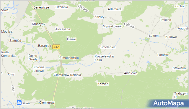 mapa Koszelewska Łąka, Koszelewska Łąka na mapie Targeo