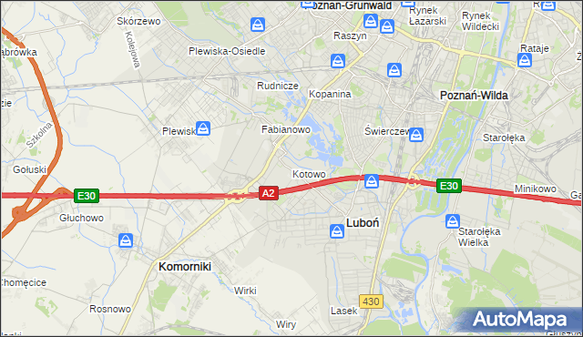 mapa Kotowo gmina Poznań, Kotowo gmina Poznań na mapie Targeo