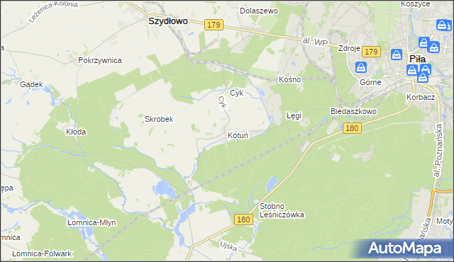 mapa Kotuń gmina Szydłowo, Kotuń gmina Szydłowo na mapie Targeo